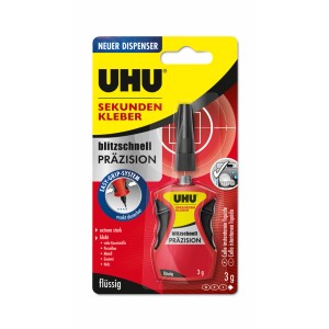 UHU Attaccatutto Precisione, 3g, liquido, con applicatore per incollaggi di precisione.