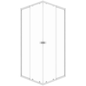 Box doccia angolare Baliv DUK-90.10E con telaio cromato, larghezza variabile 77-90 cm.