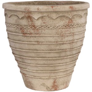 Vaso per piante Gartec Round Kian, Ø 35 cm, vaso in cemento effetto terracotta con decoro a rilievo.