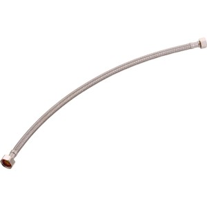 Tuyau de raccordement flexible coudé, 500 mm, acier inoxydable, pour installation d'eau potable.