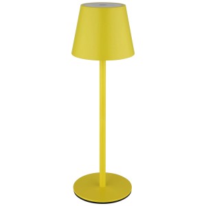 Lampe de table LED sans fil jaune Globo Vannie I, métal, Ø 11,5 cm, hauteur 36 cm.