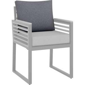 Coussin de dossier gris pour ensemble repas Folkston 7 pièces. Coussin de remplacement pour chaise de jardin.