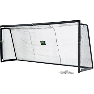 Porta da calcio in acciaio Exit Forza nera, 500x200cm, con rete e set di ancoraggio.