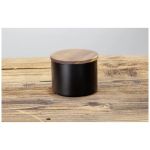 Wenko Mio Aufbewahrungsglas, 0,5 l, schwarz, mit Holzdeckel, für die Küche.