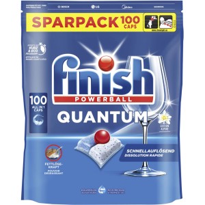 Finish Quantum All-in-1 Alpine capsules lave-vaisselle, 100 pièces. Nettoyant pour une vaisselle éclatante.