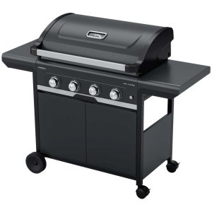 Barbecue a gas Campingaz Select 4 LX Plus con 4 bruciatori, termometro sul coperchio e mobiletto.