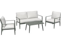 Loungegruppe Claremont Stahl Grün-Grau Cremeweiss 4-tlg.