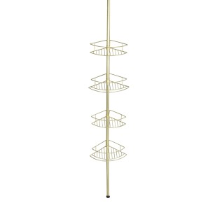 Wenko Étagère d'angle télescopique Dolcedo, étagère de salle de bain 4 niveaux, inox, or mat.
