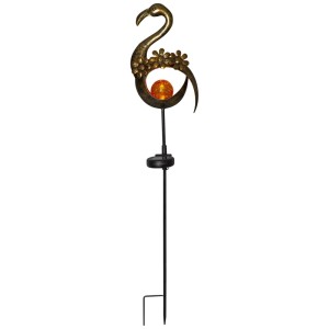 Lampe solaire dorée Star Trading Melilla Bird, 78cm, avec LED blanc chaud pour le jardin.