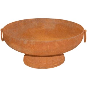 Gerostete Feuerschale Minerva, Ø 70 cm, mit Tragegriffen für Garten & Terrasse.