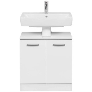 Meuble sous-vasque Pelipal Série 951, blanc, avec vasque et deux portes.