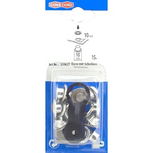 Conacord occhielli con rondelle, ottone nichelato, 10 mm, confezione da 15.