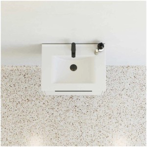 Ensemble de meubles de salle de bain Dansani NOW, sable mat : Vasque avec meuble sous-vasque, vue de dessus.