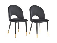 Beliani Chaise de salle à manger Magalia velours Noir 2 pcs