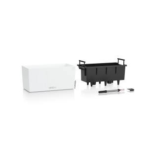 Lechuza Balconera Color 40, bianco, con inserto per piante e sistema di irrigazione per balcone e giardino.