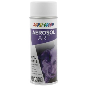 Vernice spray Dupli-Color RAL 9016 bianco traffico satinato, bomboletta da 400ml.