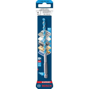 Foret universel Bosch Expert Hex-9, 6 mm, pour perçage précis dans divers matériaux.