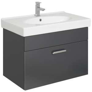 Mobile lavabo Pelipal 311 antracite con lavabo e maniglia cromata.