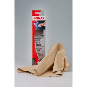Sonax Premium Fensterleder, 31x45 cm, zur Autopflege für streifenfreie Trocknung.