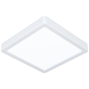 Plafonnier LED carré blanc Eglo Fueva 6, 22x22 cm, avec technologie CCT pour couleur de lumière variable.