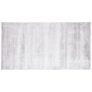 Tapis à poils courts gris clair Gesi II en viscose, 80x150 cm. Poils doux, adapté au chauffage au sol.