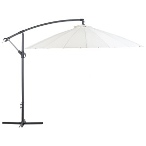 Beliani Ampelschirm Calabria II Stoff Hellbeige Ø 268 x 235 cm