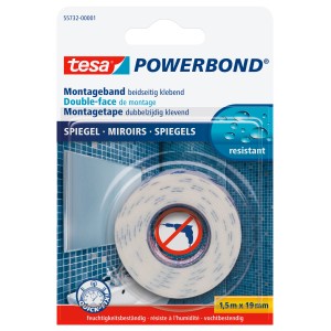 Ruban de montage Tesa Powerbond Mirror, 1,5 m, pour miroirs et pièces humides.