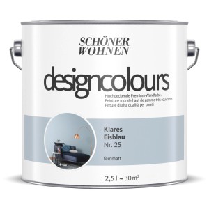 Schöner Wohnen Designfarben Klares Eisblau, pittura murale opaca in un secchio di vernice, 2,5 l.