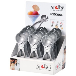 Moha Ice Cool porzionatore per gelato in alluminio pressofuso, Ø 5 cm, in espositore.