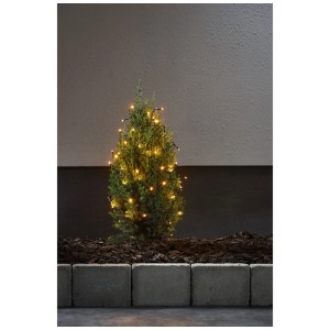 Catena luminosa LED Star Trading con 40 LED dorati su piccolo albero per decorazioni esterne.