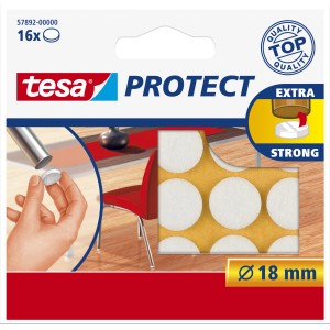 Tesa patins en feutre, ronds, blancs, 18 mm, pour protéger meubles et sols.