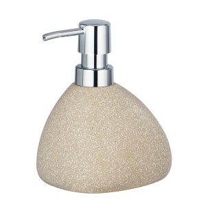 Wenko Seifenspender Pion Beige, Keramik in Steinoptik, dreieckige Form.