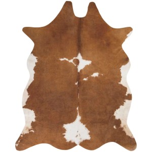 Tappeto in ecopelliccia Amarillo color crema-marrone, 125x155 cm, effetto pelle bovina.
