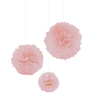 I Am Creative Pompons-Set, 3 rosa Seidenpapier-Pompons in verschiedenen Größen.