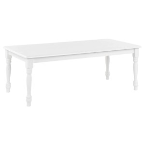 Tavolino da salotto bianco Beliani Kokomo con piano rettangolare in MDF e gambe tornite.