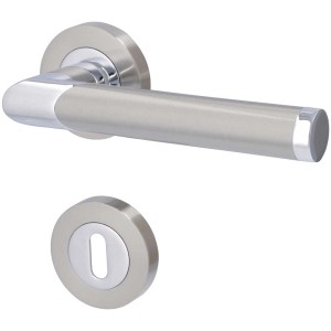 Set maniglia a rosetta Süd-Metall Lissabon, chiave a paletta, color acciaio inox per porte interne.