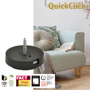 Wagner QuickClick 2en1 Duo patins pour meubles, Ø 30mm, avec inserts en feutre et plastique, lot de 12 pièces.