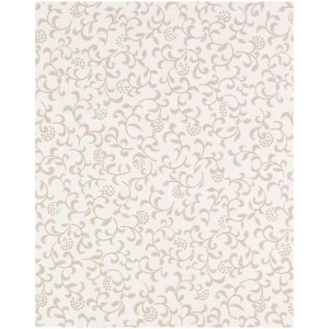 D-c-table Tischbelag Sonja Weiss, Meterware, 138cm breit, mit floralem Muster in Beige auf Weiß.