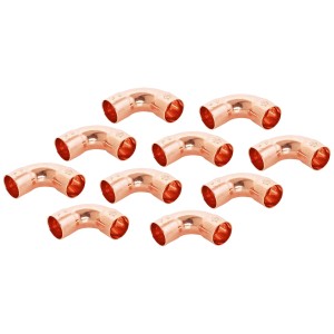 Dieci curve a saldare in rame Ø 22mm per installazione tubi in rame.