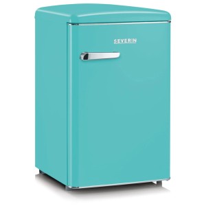 Türkiser Severin Tischkühlschrank RKS 8834 im Retro-Design. Kompakter Standkühlschrank für Single-Wohnung.