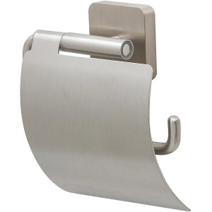 Porta carta igienica Tiger Onu con coperchio, acciaio inox spazzolato.