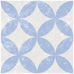 Piastrella decorativa Casablanca Loop, blu e bianca, 20x20 cm, finitura opaca.