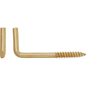 Vermessingte LUX Schraubhaken, 3x40 mm, 6 Stück. Winkelhaken für Bilder und Deko.