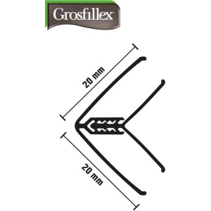 Angolo interno/esterno Grosfillex, a clip, cotone, per pannelli 5-8mm, dettaglio.