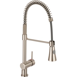 Miscelatore cucina baliv KI-1172 effetto acciaio inox con tubo flessibile e monocomando.