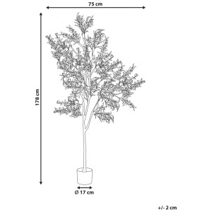 Beliani plante artificielle olivier, 178 cm de haut, feuilles vertes en pot. Plante décorative.