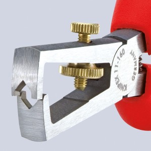 Dettaglio: Pinza spelafili Knipex cromata 160 mm con viti di regolazione.