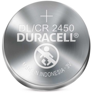 Pile bouton lithium Duracell CR2450 3V pour appareils spéciaux.