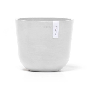 Pot de fleurs Ecopots Oslo Mini, blanc, 19x16,5cm, idéal pour l'intérieur et l'extérieur.
