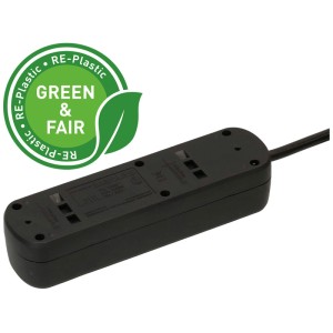 Multiprise noire Max Hauri Basic Line avec 4 prises de type 13 et câble de 1,5 m.